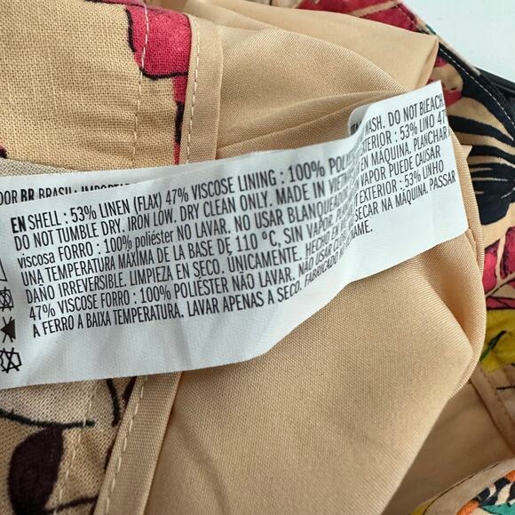 Forever 21 Womens Linen Tiki Tropical Hawaiian Multi Pleated Mini Skirt Small - Picture 5 of 6